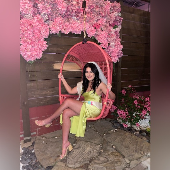 Lime Green Cowl Neck Satin Slip Dress Small 💚 - Picture 2 of 3